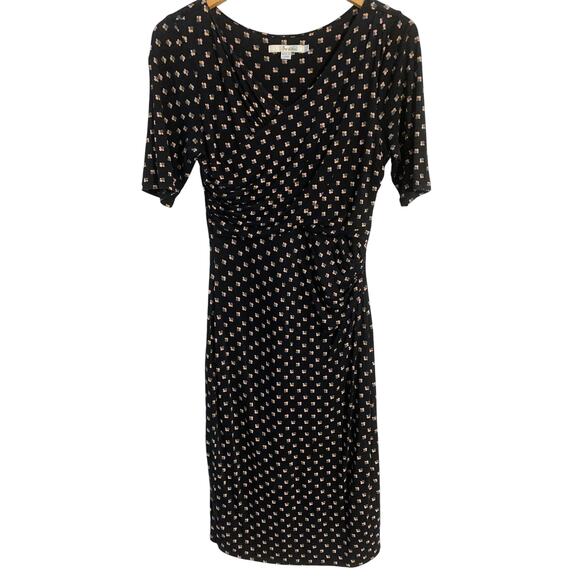 Boden sheath dress women’s size 8L black abstract tencell jersey stretch lined - Picture 1 of 6